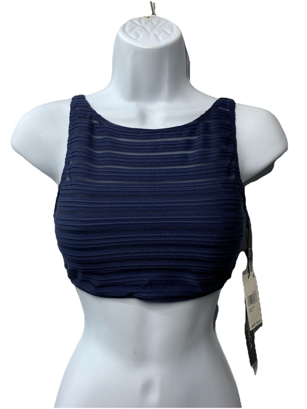 La Blanca High Neck Midline Swimsuit Bikini Top Swimwear Adjustable Strap Size 4